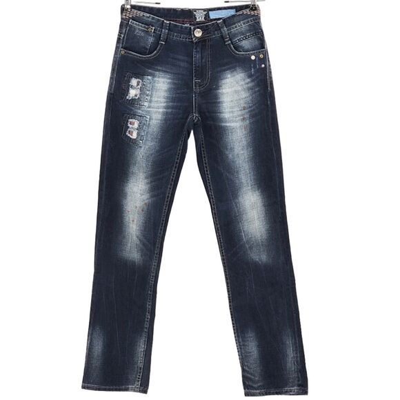 Jack & Jones O Yanker Raymond Jeans Size 28x32 Men Distressed Black Straight Leg - Picture 1 of 10